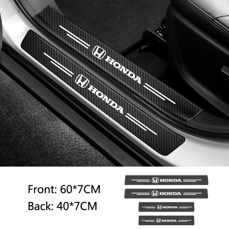 Фото Наклейки на порог автомобиля, защитные полоски, аксессуар для Honda Civic Accord Fit City Vezel CRV Odyssey Pilot Jazz Insight №1