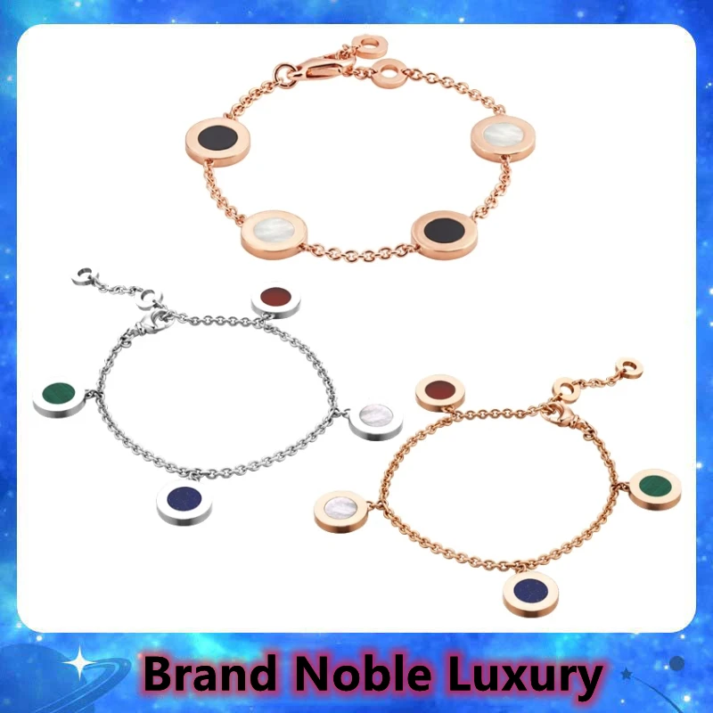 

Brand Noble Luxury S925 Sterling Silver Colored Circle Bracelet Circular Ceramics Couple Bangle Limited Edition Jewelry Gift