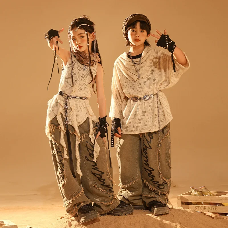 Новые детские костюмы для уличных танцев в стиле хип-хоп свободные топы девочек