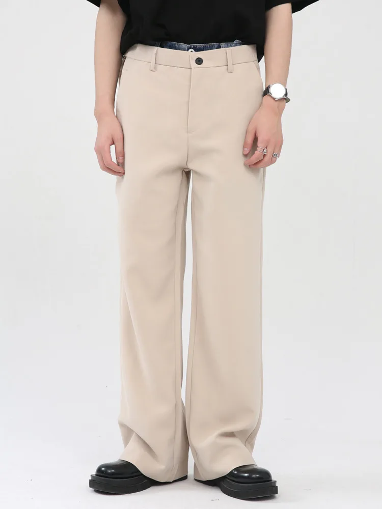 

SYUHGFA Men's Wear 2022 Spring Korea Streetwear Slim Jean Patchwork Straight Suit Pants For Male All-match Simple Trousers