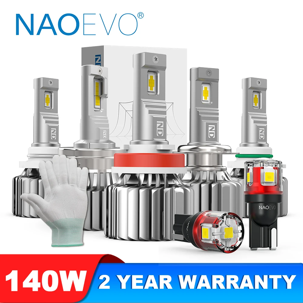 NAOEVO H7 Led Bulb Canbus 140W 30000LM H4 Hi/Lo Beam 6500K Car LED Headlight HB4 9006 H11 H3 9012 Fog Light Bulbs 12V Auto Parts