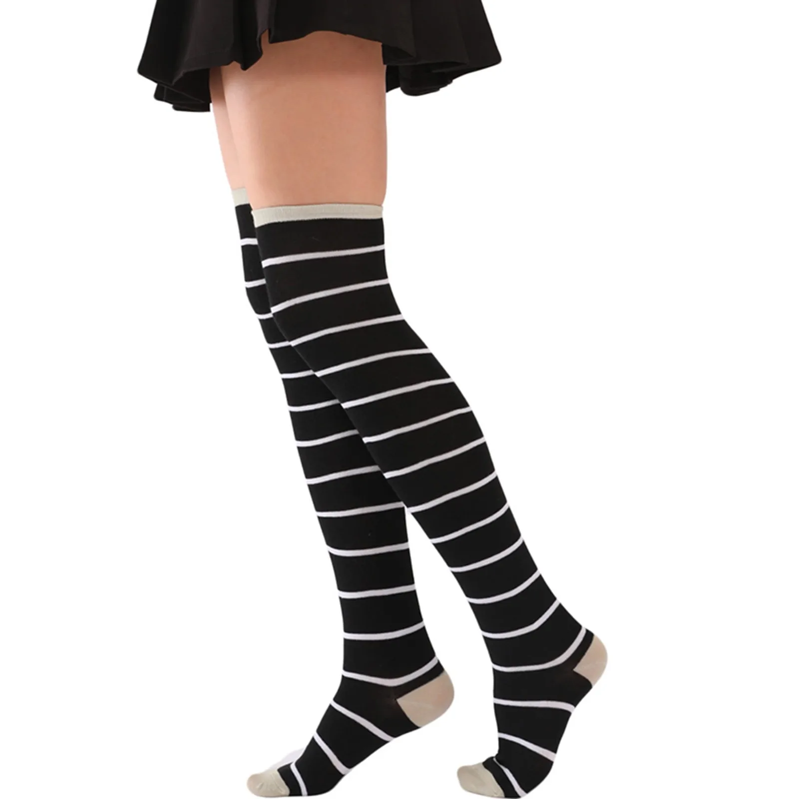 

Женские чулки, полосатые носки выше колена, облегающие аниме носки на весну, лето, осень и зиму, Четыре нескользящие Чулочные изделия, Компрессионные носки