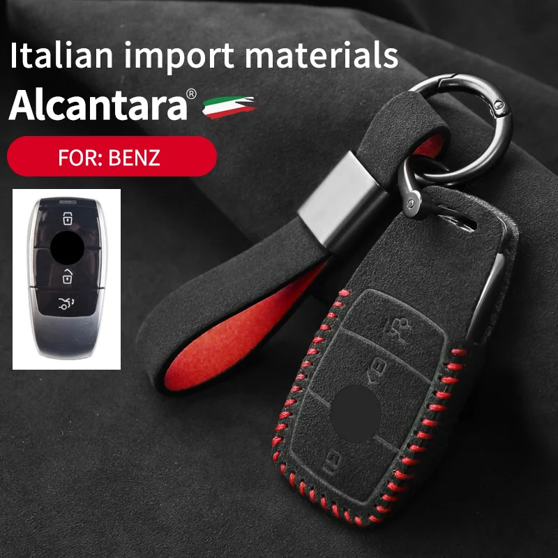 

New Alcantara Suede Car Key Case Cover Shell Fob For Mercedes Benz A B C E S Class W204 W205 W212 W213 W176 GLC CLA AMG W177