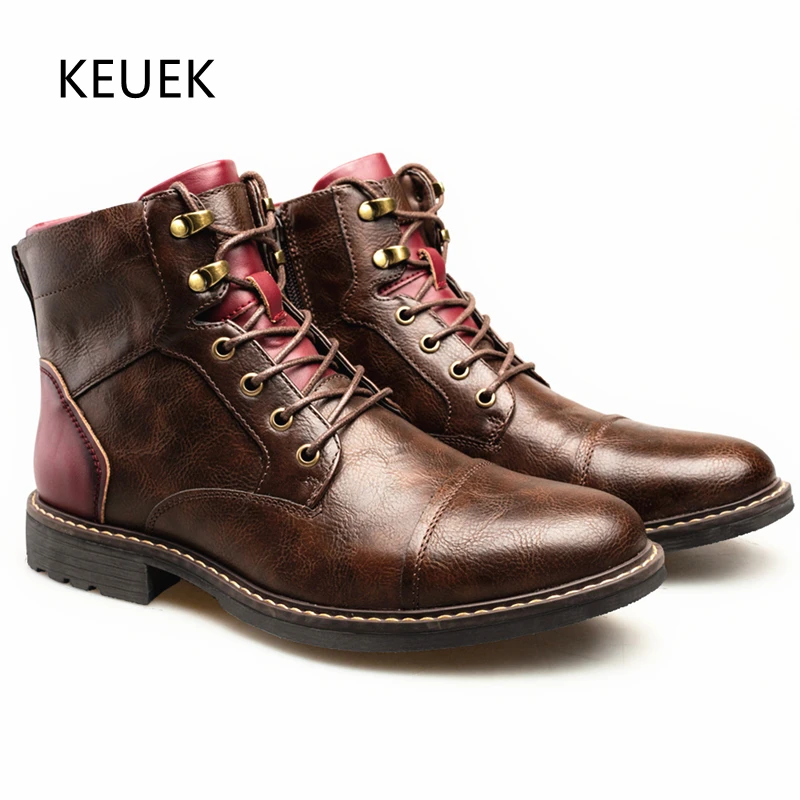 

Luxury Vintage Men's Leather Boots Fashion Outdoor Tooling Booties Shoes for Male Ankle Motorcycle Boots Botines Chelsea 2A