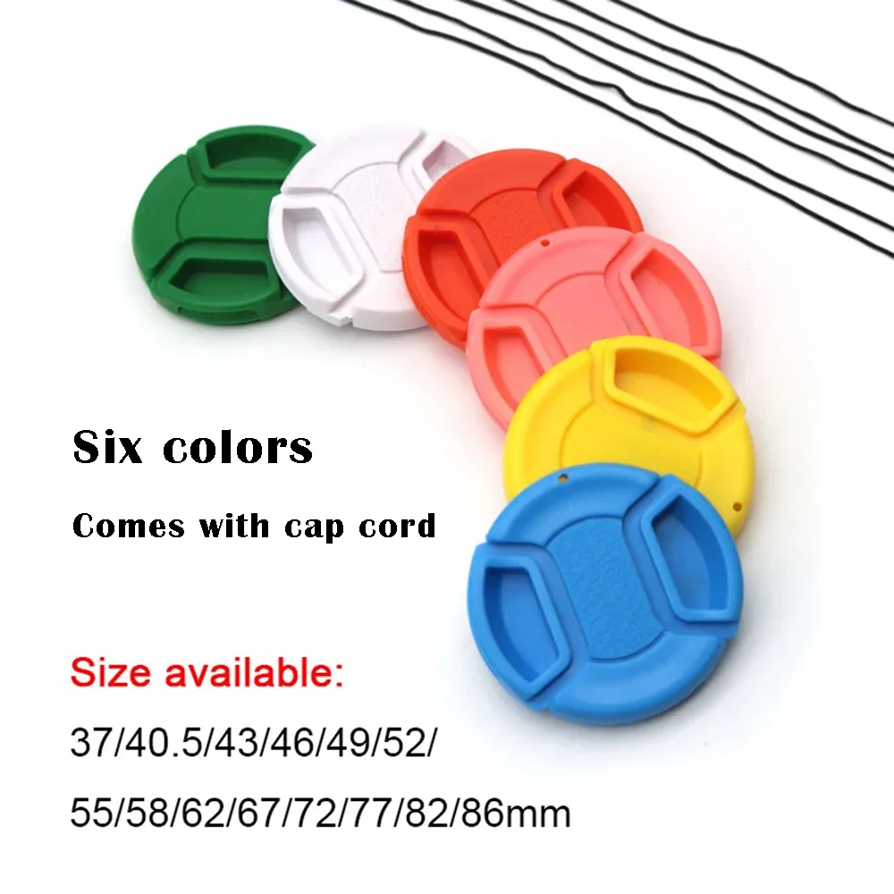 Colorful Center Pinch Snap-on Camera Front Lens Cap Cov