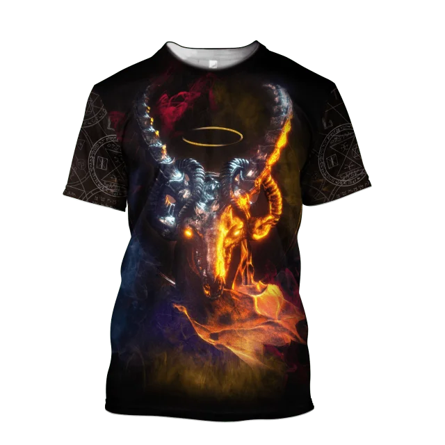 

Satanic Skull Red Tattoo 3D All Over Printed Men's T-shirts for Men Casual 0-Neck Short Sleeve Loose Tee Shirts Men Street Tops