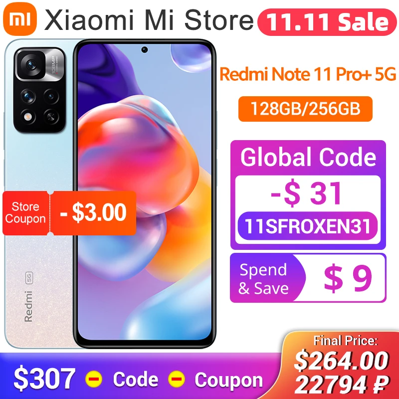 Ceny Wersja Globalna Xiaomi Redmi Note 11 Pro + 5G Smartphone 128GB/256GB Dimensity 920 120W HyperCharge 120Hz Wyświetlacz AMOLED 108MP Cam Kup Wersja Globalna Xiaomi Redmi Note 11 Pro + 5G Smartphone 128GB/256GB Dimensity 920 120W HyperCharge 120Hz Wyświetlacz AMOLED 108MP Cam