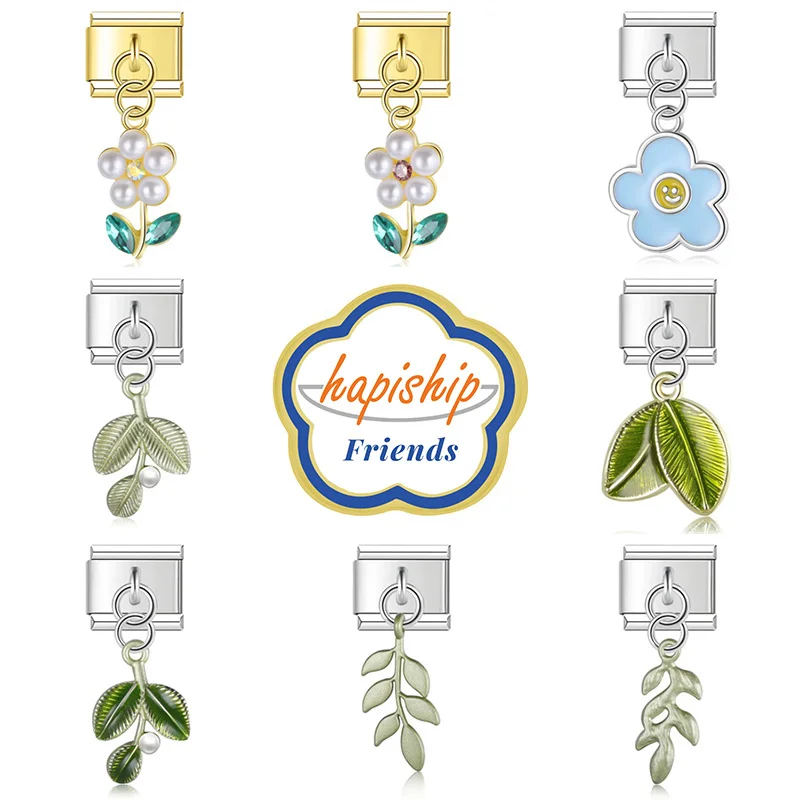 Hapiship Friends 2024 Женская мода милый цветок итальянские талисманы звенья подходит для