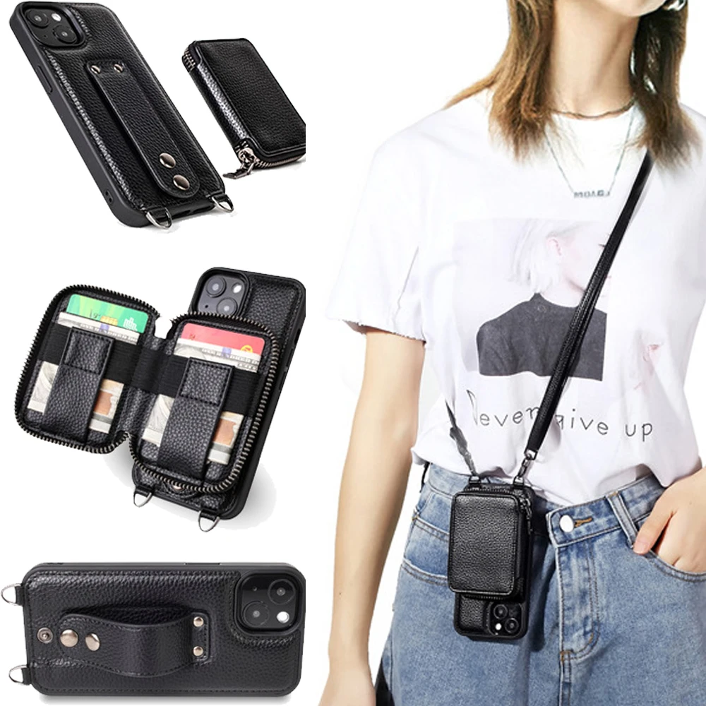 

Съемный чехол-кошелек для iPhone 14 12 Pro Max 13, мини-кошелек с отделением для карт, ремешок на запястье, кожаный чехол