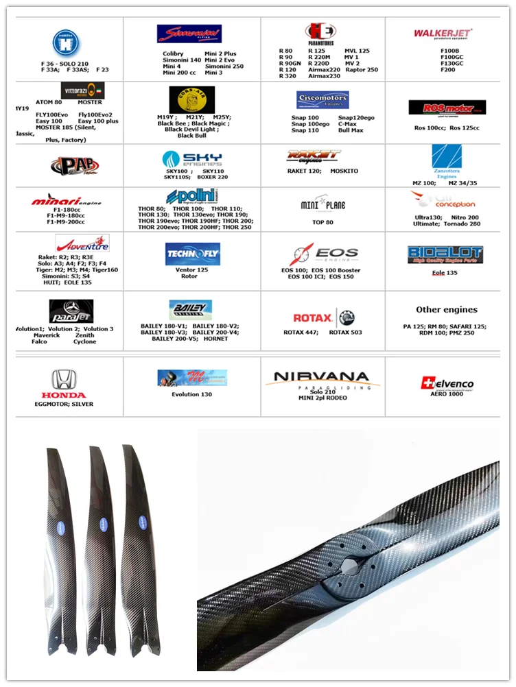 Углеродный пропеллер HE для парашютного парамотора парапланер с электроприводом