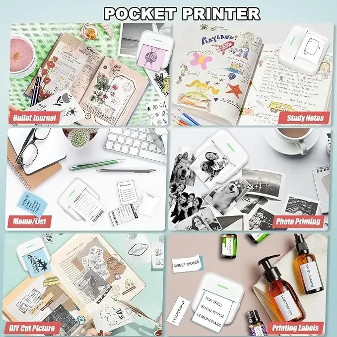 Мини-карманный принтер GlowMart портативный термопринтер BT для Android или iOS приложение