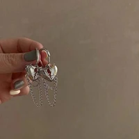 womens silver metal heart earrings korean fashion jewelry for women modern womens earrings 2022 dangle earrings