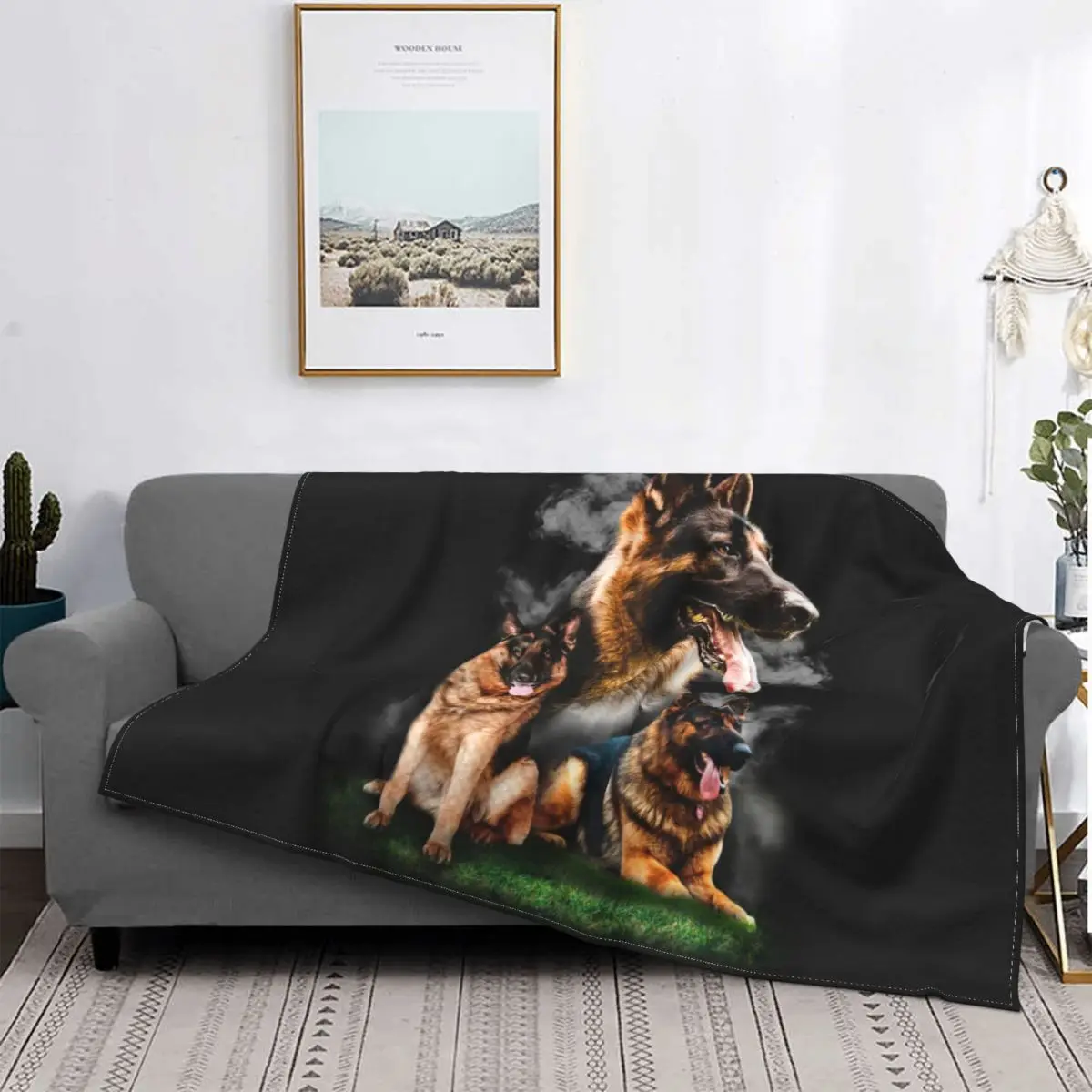 

German Shepherd Fleece Blanket Super Soft Cozy Warm Animal Dog Printed Flannel Throw Blanket Plush Bedspread Sheet Bedroom Cover