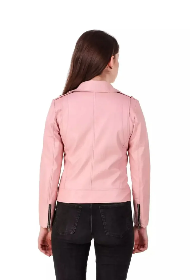 Pink Leather Jacket for Women's Biker Jacket Leather Cropped Jacket Real Leather Jacket Women Genuine Leather Jacket