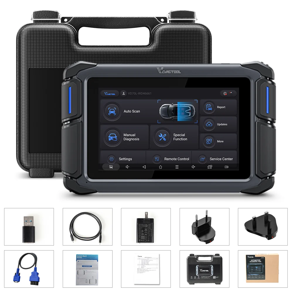 Фото Автосканер VDIAGTOOL VD70 OBD2 для диагностики автомобилей, программирования ЭБУ, с 39+ функциями сброса, поддержкой DOIP, программатор ключей FCA. №2