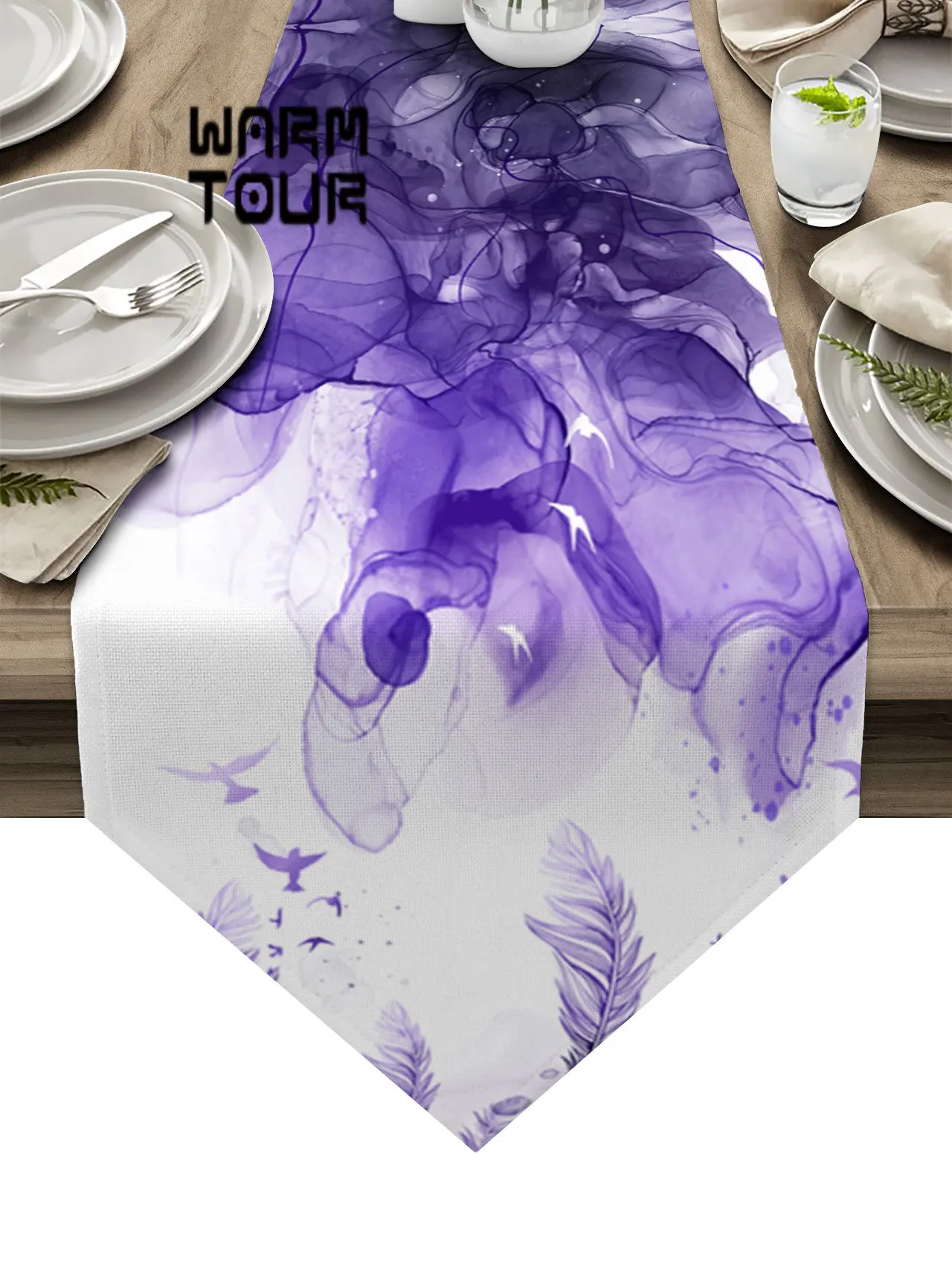 

Пурпурное перо, акварельная настольная дорожка, Рождественская настольная дорожка для ужина и вечеринки, s украшения для свадебного стола скатерть