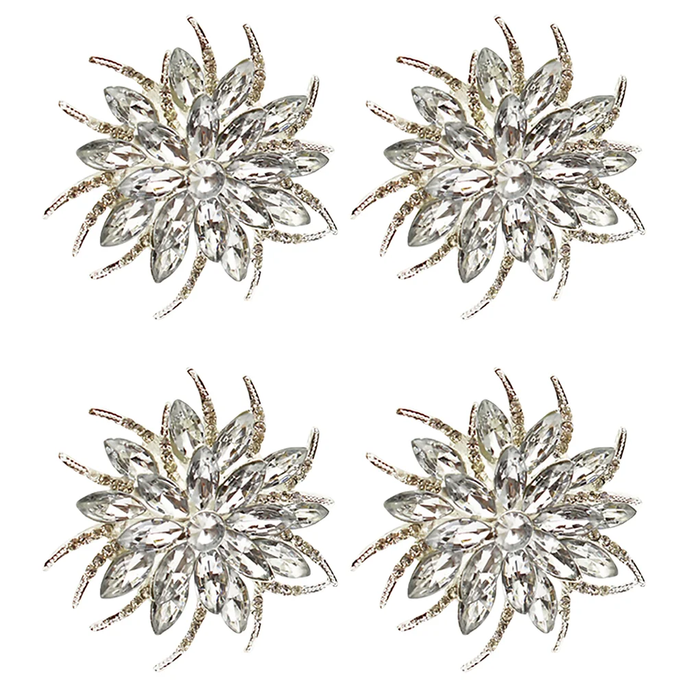 

Napkin Rings Christmas Holder Holdersxmas Reusable Metal Thanksgiving Buckle Ring Wedding Ties Holiday Crystal Silver