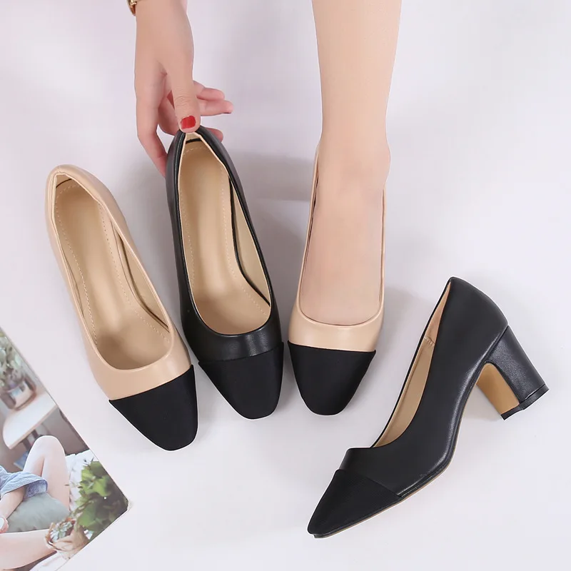 

2022 Women Sandals Square Heels Pumps Women Shoes Office Lady Heels 2cm-6cm Comfortable Female Shoes Ladies Plus Size 42