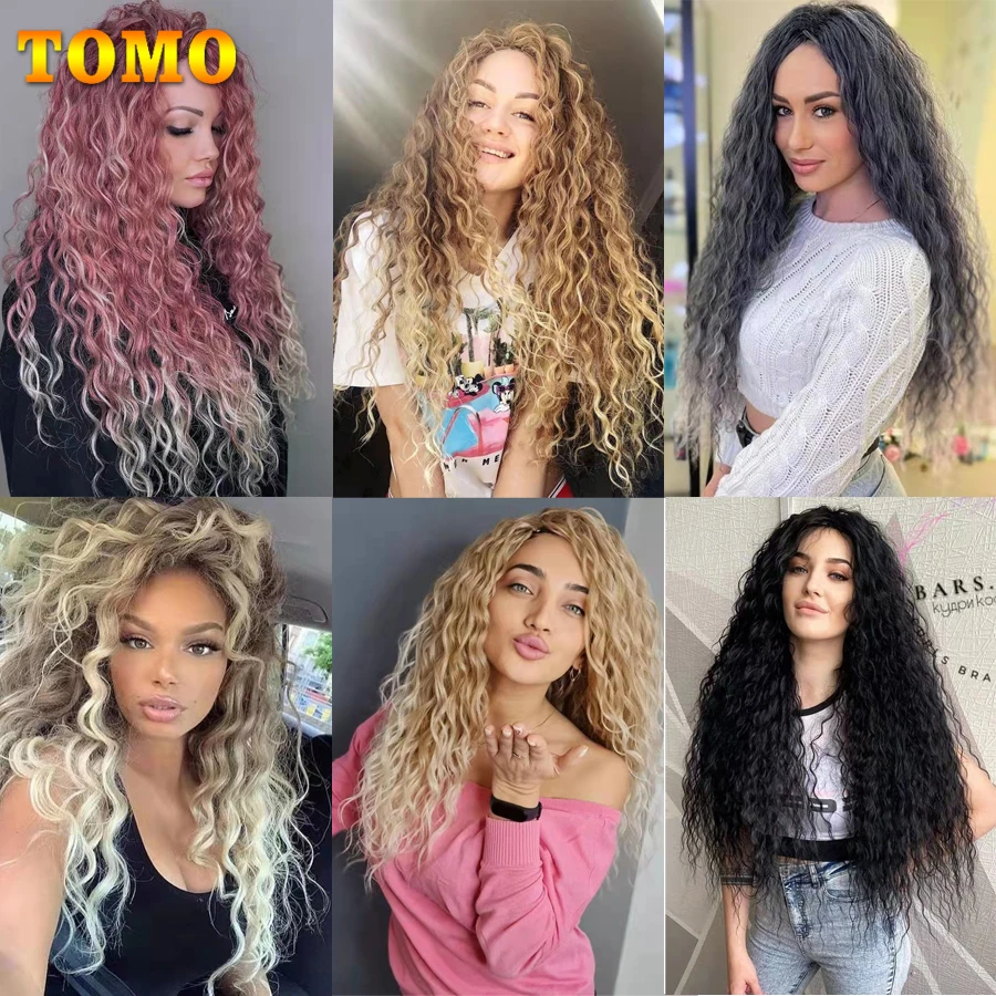 TOMO 18 24Inch Long Water Wavy Synthetic Crochet Hair Ombre Hawaii Afro Curls Braiding Hair Extensions For Women Ocean Wave Hair images - 6