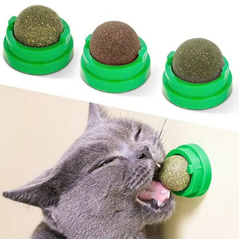 

Natural Catnip Cat Wall Stick-on Ball Toy Treats Healthy Natural Removes Hair Balls to Promote Digestion Cat Grass Snack Pet