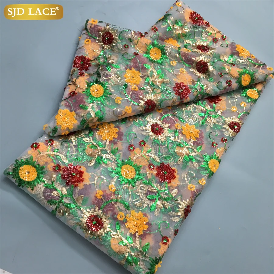 Сетчатое кружево SJD LACE с блестками 5 ярдов |