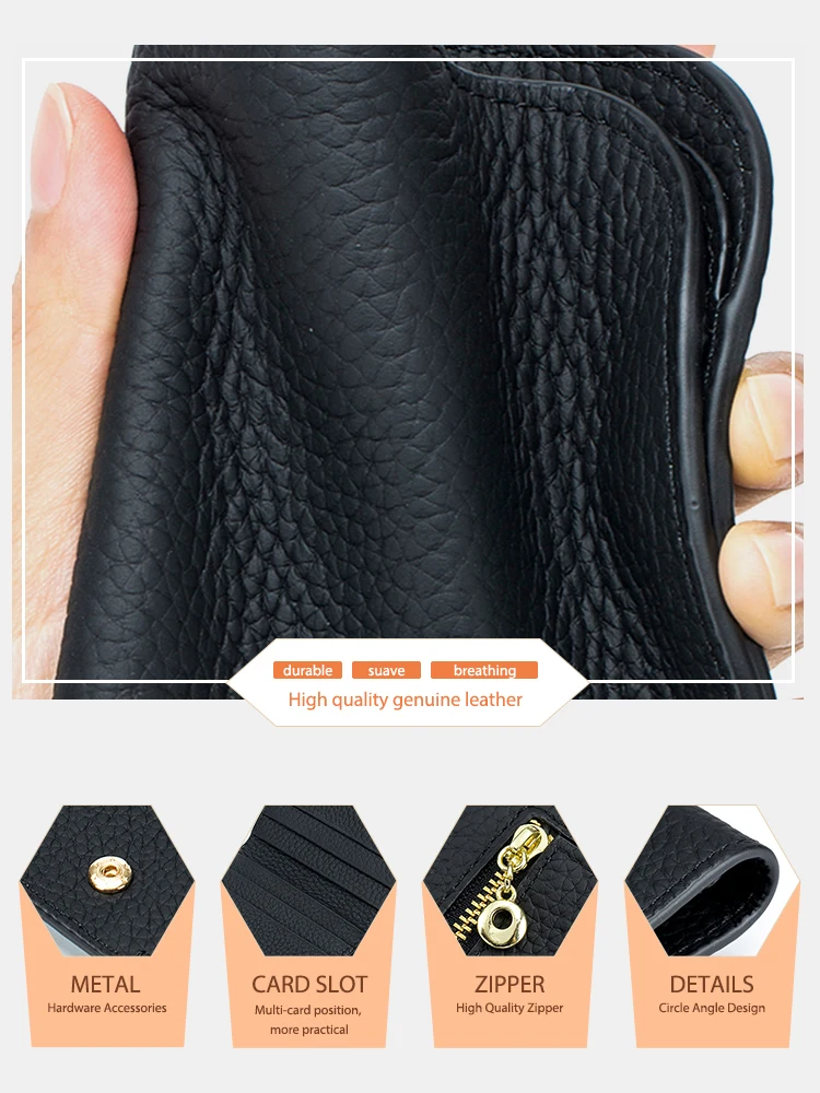 Zency Female's Genuine Leather Wallet Women Coin Purse Money Bags High Quality Multifunction Credit Card Bag Fashion ID Package images - 6