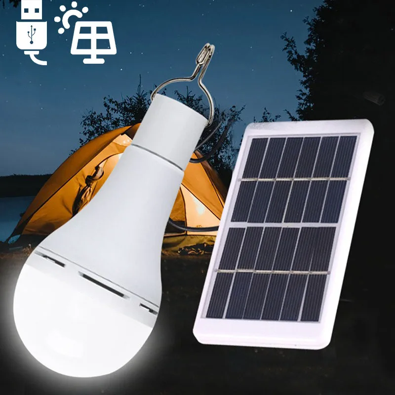 

Solar Charging Led Light Bulbs Solar Energy Usb Rechargeable Light Emergency Bulb for Camping Outdoor Hiking Fishing Tent