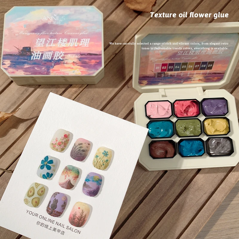 9-цветная резьба по масляной текстуре гель-лак для ногтей скульптура УФ-светодиод