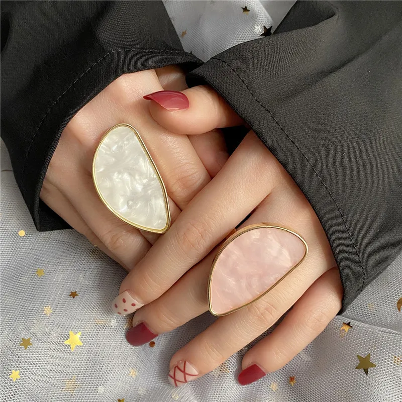 

Fashion Woman Rings Acetate Plate The Adjustable Ring Oval Acrylic Resin Geometry Rings Trendy Geometric Wedding Bands Ring