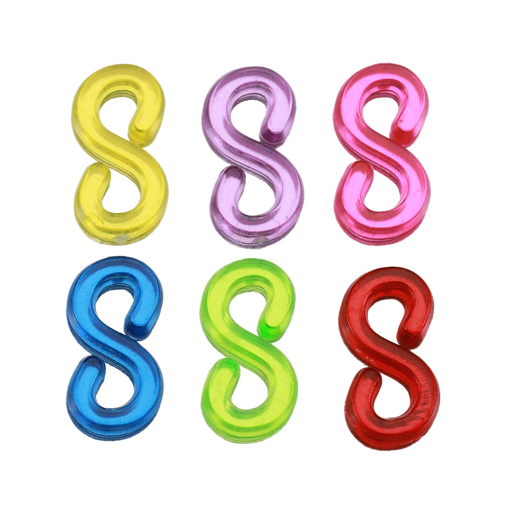 500pcs 11x6mm Rubber Bands S Clips for DIY Jewelry Making Transparent Loom Band Braid Bracelet Fefill Hook Connector Accessaries