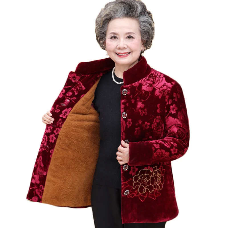 Новая зимняя куртка для людей среднего возраста и пожилых Золотая Бархатная