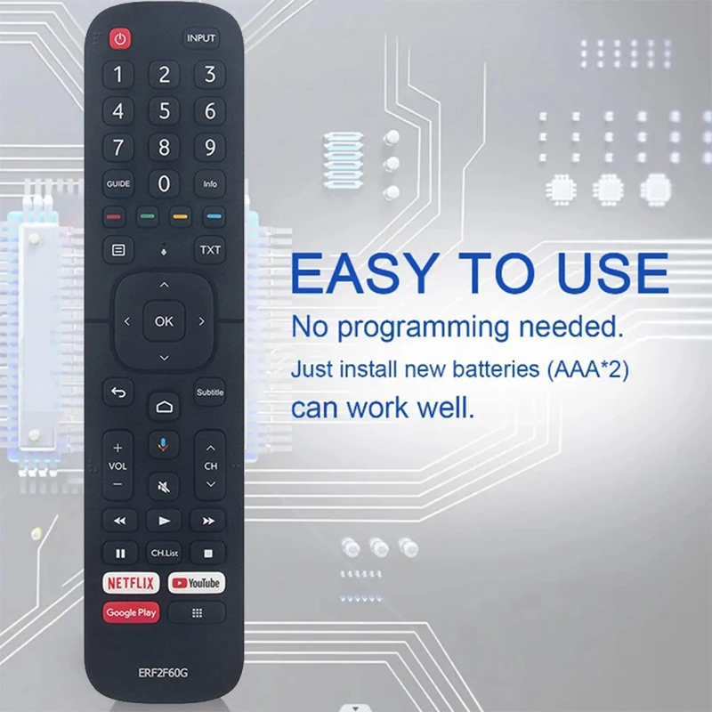 ERF2F60G Replace Remote Control For Hisense Smart Android TV 9.0 Pie 40A56E (Without Voice Function) images - 6