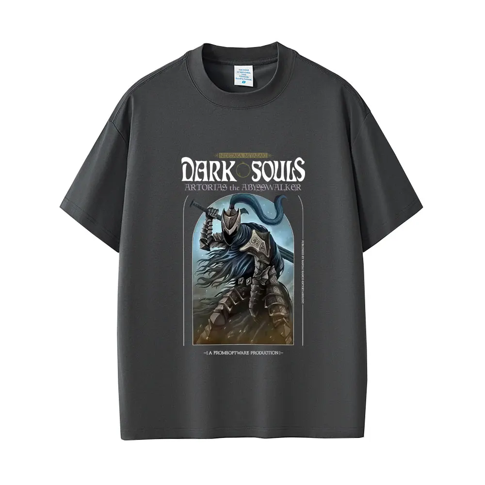 Фото Футболка Game Dark Souls Artorias с графическим принтом, мужская и женская, винтажная, в стиле 90-х, готическая, рок-футболка, мужская, панк, оверсайз, из мягкого хлопка, с коротким рукавом №4