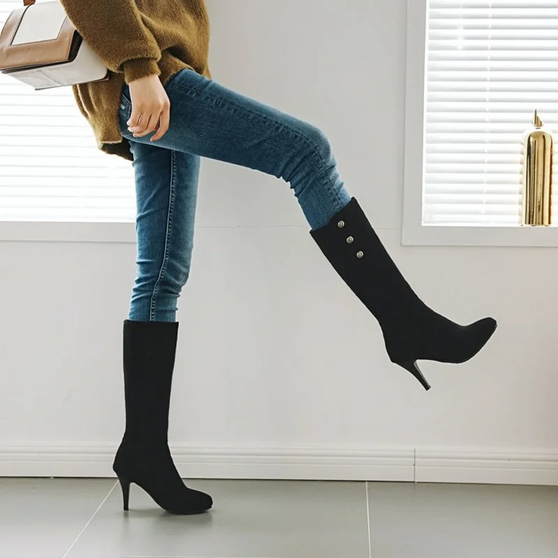 Women Boots Tassel Platform Boots Gothic Knee High Boots Woman Shoes High Heels Sexy Plus Size 33-43 Shoes for Women Heels Women