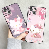 cartoon hello kitty phone case for funda iphone 11 12 13 pro max mini x xr xs se 2020 6 7 8 plus coque soft silicone cover