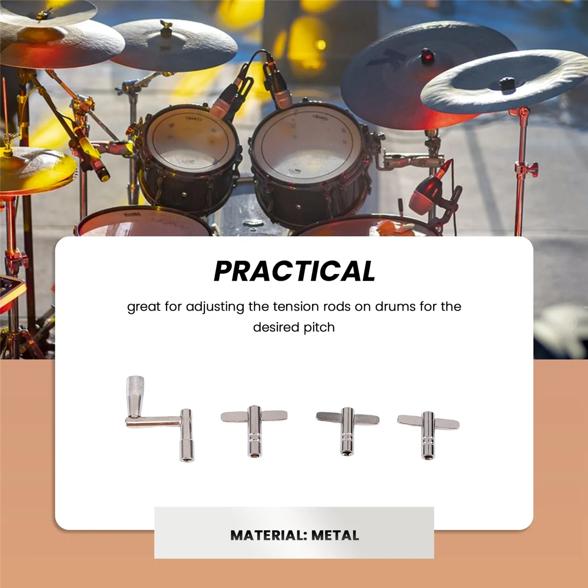 Ключи для барабана 4-пакетный ключ настройки с ключом непрерывной скоростью