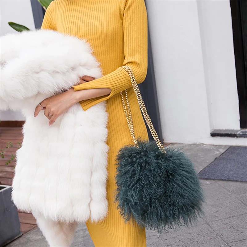 Женская модная меховая сумка Повседневная пляжная шерстяная в стиле ретро