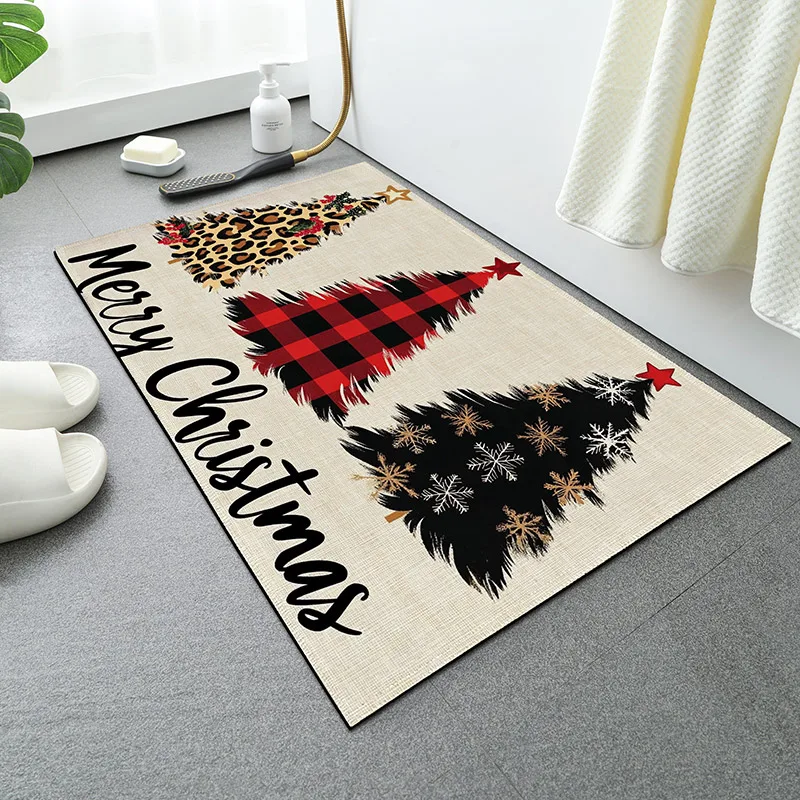 Дверной Коврик С Рисунком Рождественской Елки Противоскользящий Машинная