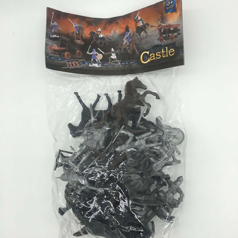 Набор шахматных фигурок средневековых воинов лошадей кавалерии рыцарей замков