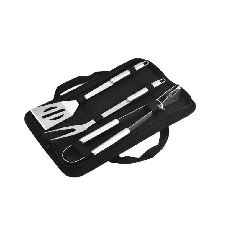 

BBQ 3 Piece Combination Set Shovel Fork Clip Oxford Cloth Bag Portable Commonly Used Outdoor Home Barbecue Tool Set