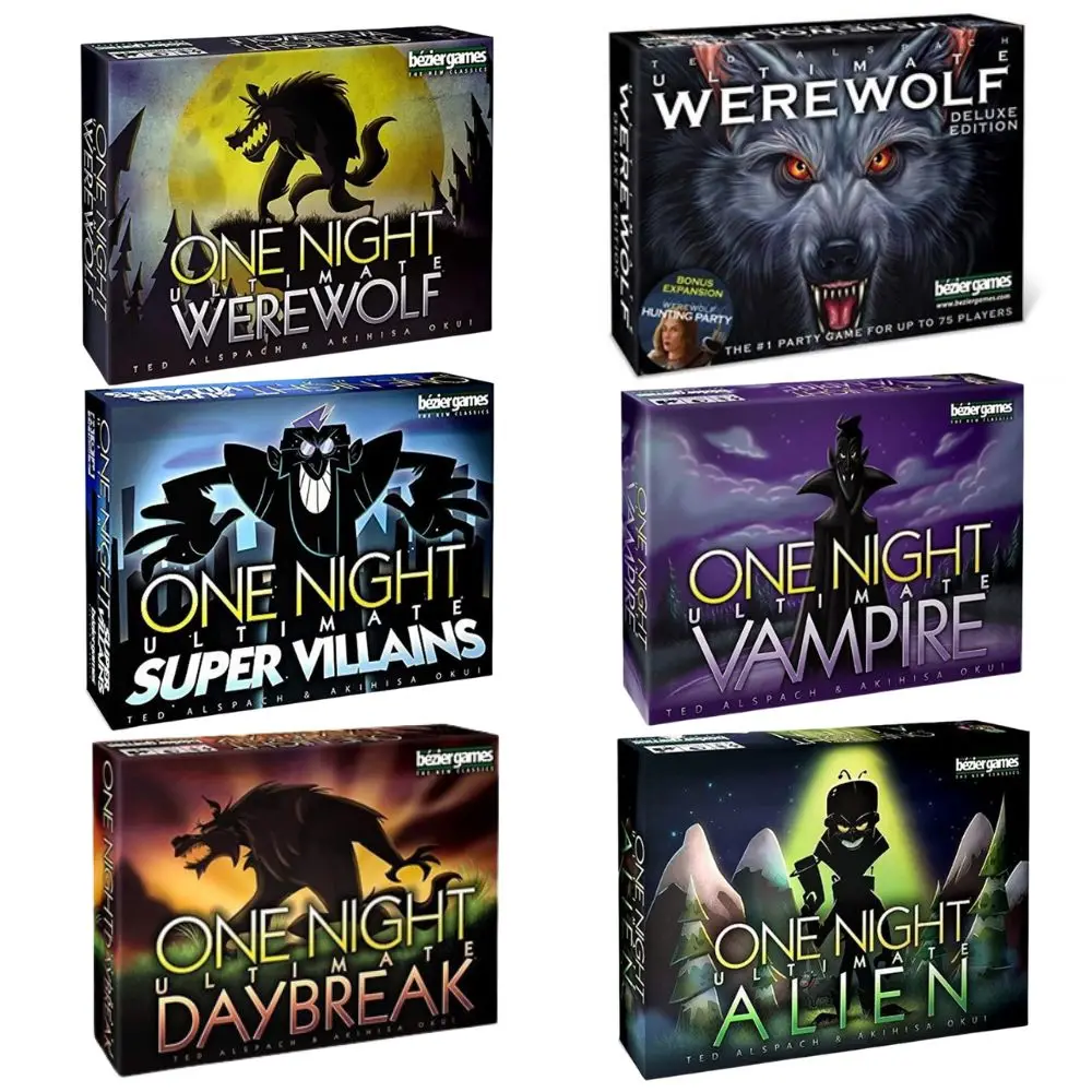 

One Night Ultimate Werewolf Cards Collection Board Game Alien Super Villains Edition Deck For Party Playing