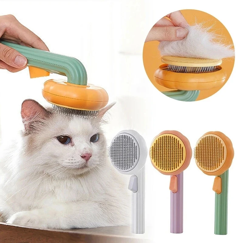 

Pet Grooming Brush For Cats Dogs 232 Stainless Steel Needle Comb Removes Loose Underlayers Tangled Hair Shedding Self Cleaning