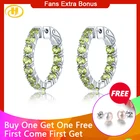 Серьги-кольца Hutang из серебра 4,7 пробы с натуральным Перидотом 925 карат