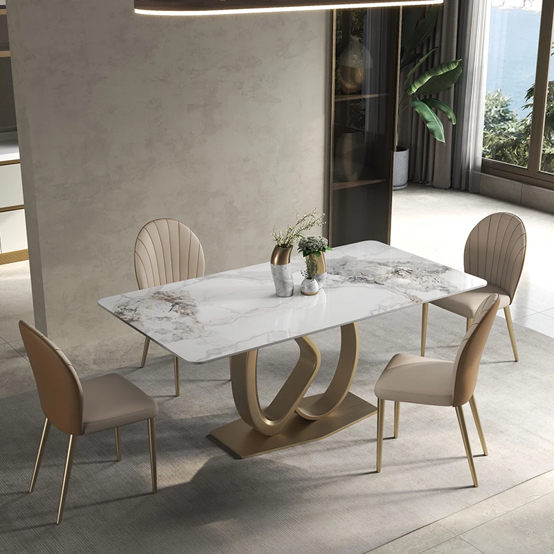 

Italian Aesthetic Luxury Bright Slate Dining Table Reading Restaurant Villa Large Flat Floor Creative Designer Rectangular Table