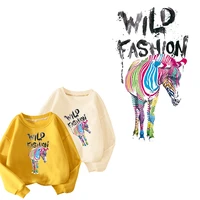 tuqiang wild animal patches for clothes men iron on thermal stickers zebra heat transfer washable diy thermo patch custom