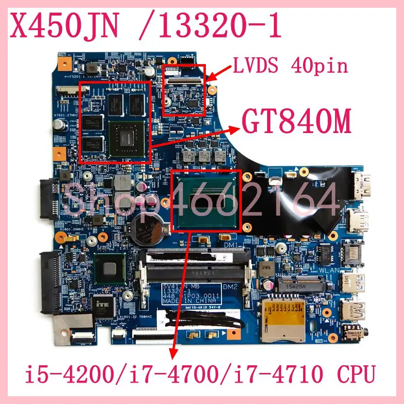 Системная плата X450JN i7-4710HQ CPU GT840M/2 ГБ памяти для ASUS X450J SV41JN X450 A450J A450JN