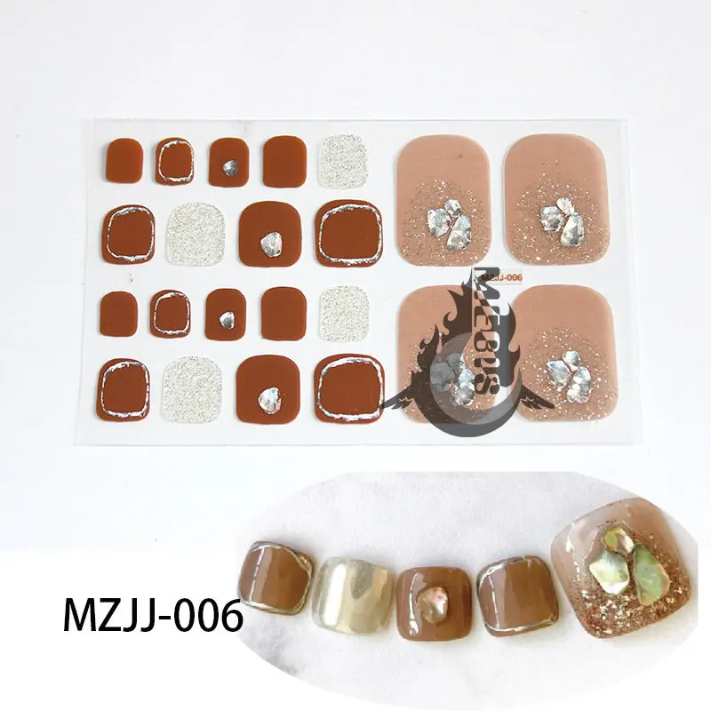 

22 Tips Toenail Nail Stickers Color Toe Nails Gilded Imitation Diamond Toenail Sticker Full Cover Foot Nail Sticker Decals