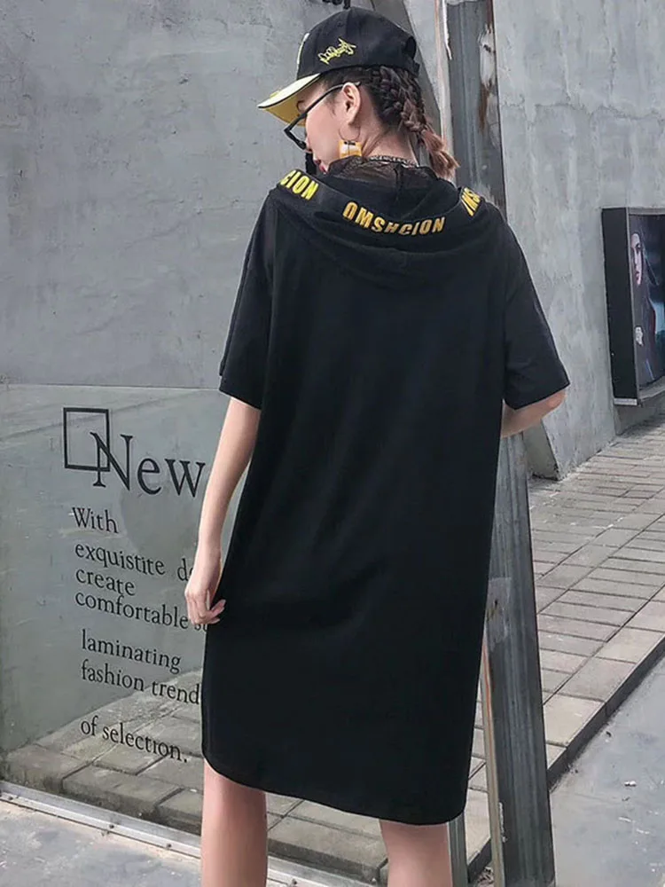 XITAO Print Letter Pleated Dress Fashion  Pattern 2020 Spring Elegant Mesh Patchwork Small Fresh Casual Dress XJ4418