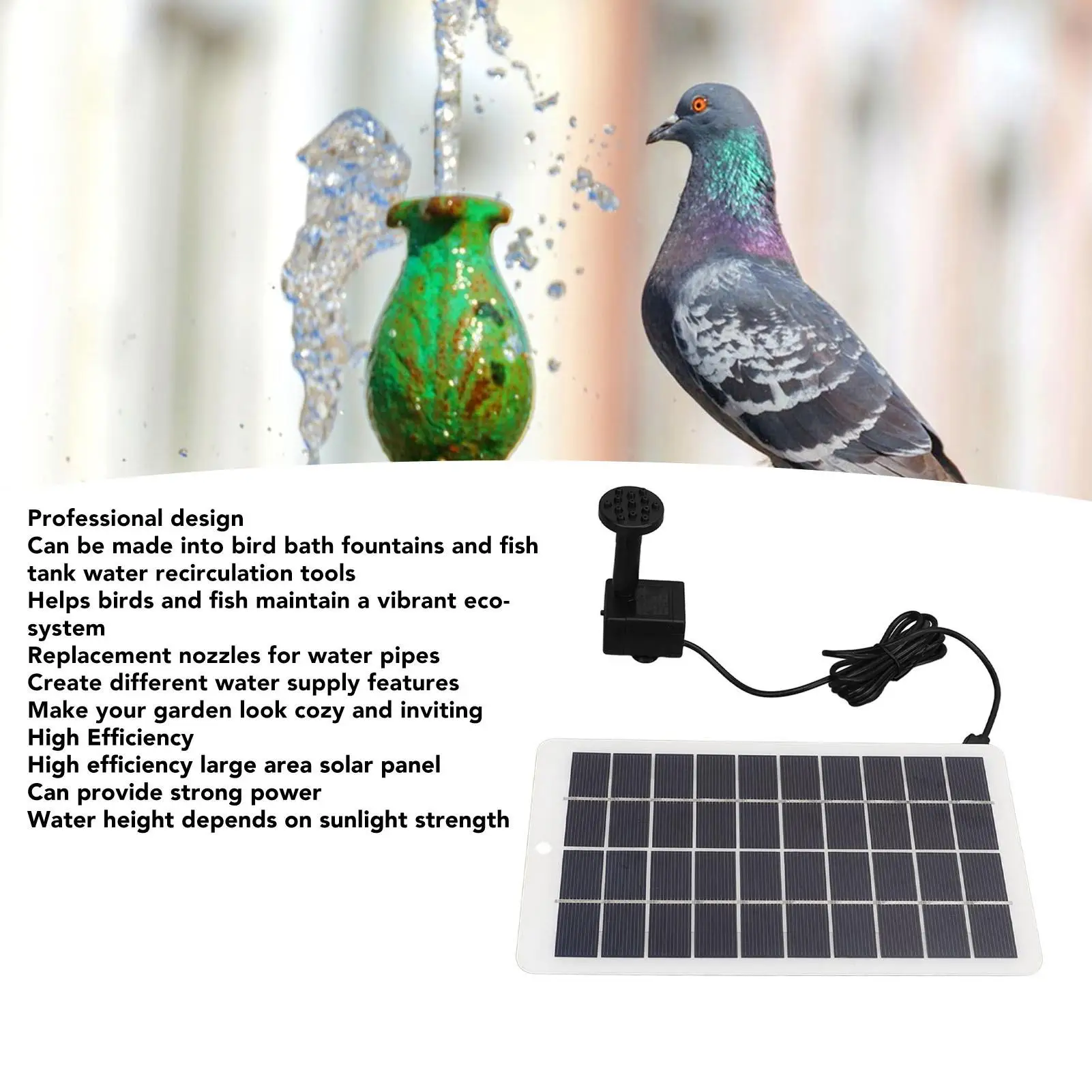 Высокоэффективный насос для фонтана на солнечной батарее 5