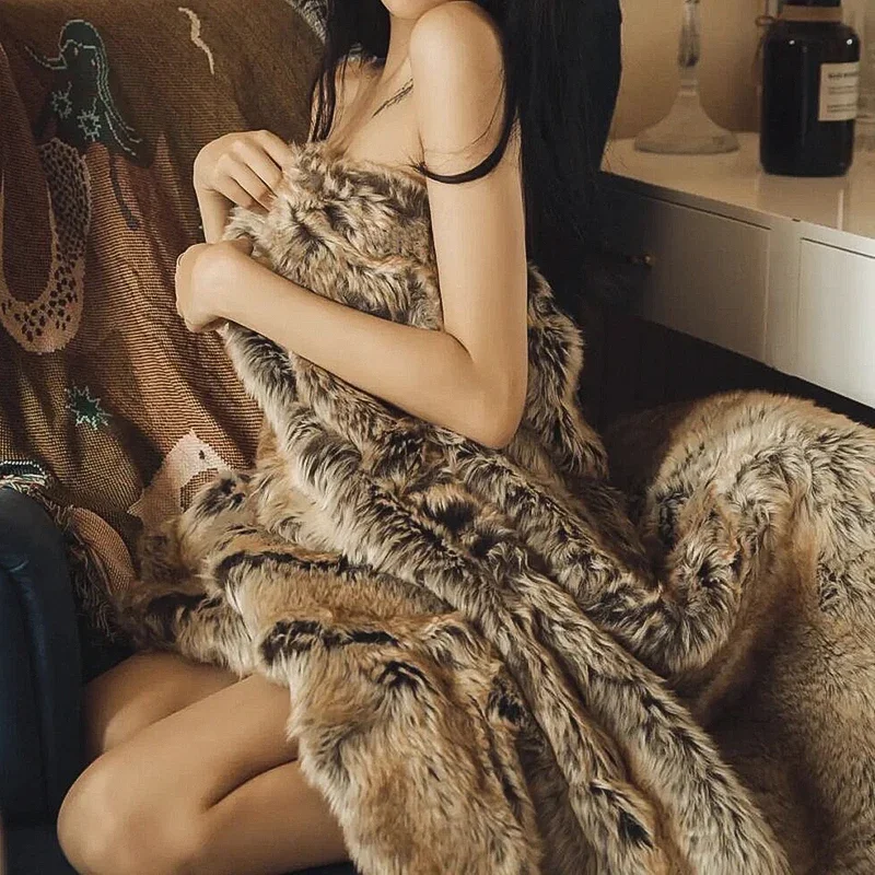 Одеяло из искусственного меха в скандинавском стиле длинные волосы кожаный